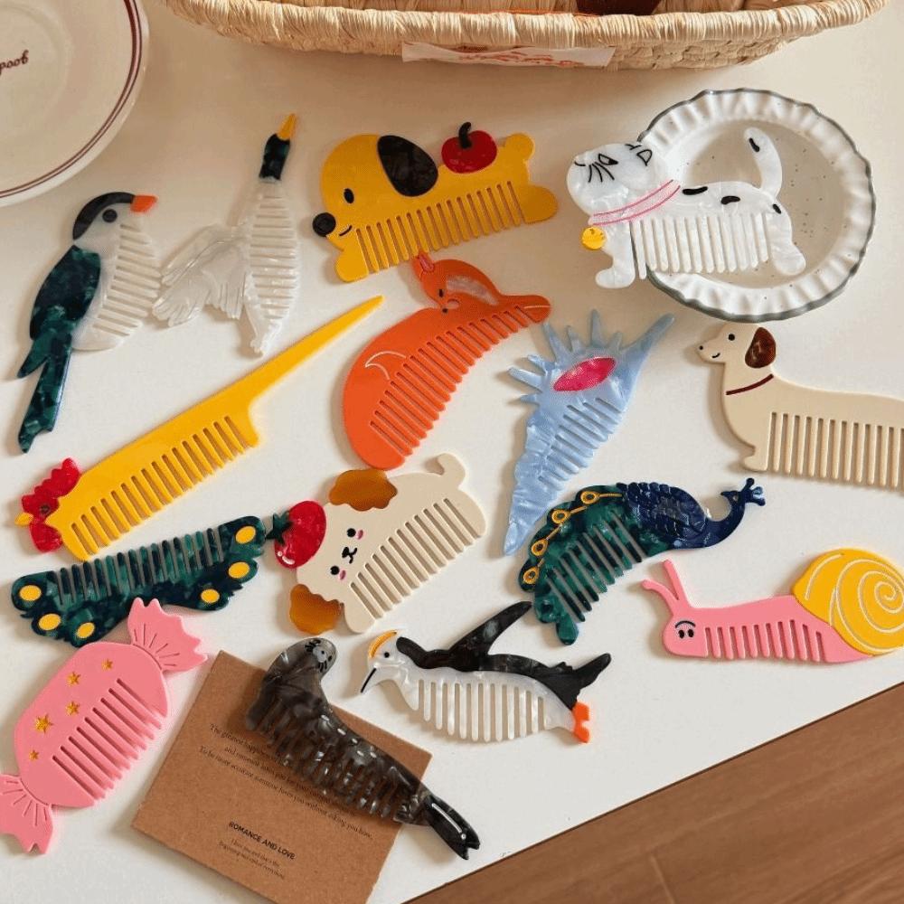 Acetic Acid Cartoon Makeup Comb Fruit Hairdressing Combs Animal Acetate Comb  Dormitory