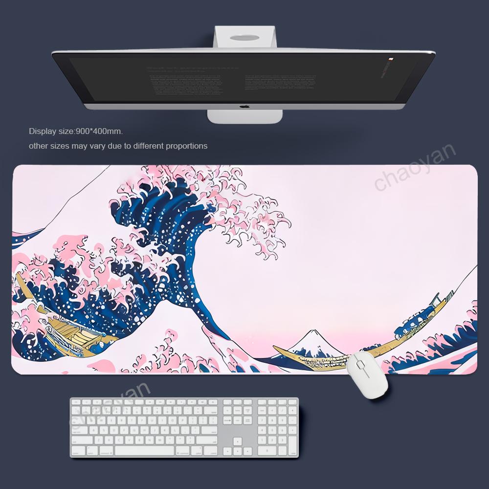 Pink wave Mouse Pad Large Computer Office Game Table Mats XXL Rubber Antislip Gaming Keyboard Mousepads Long Desk Pads