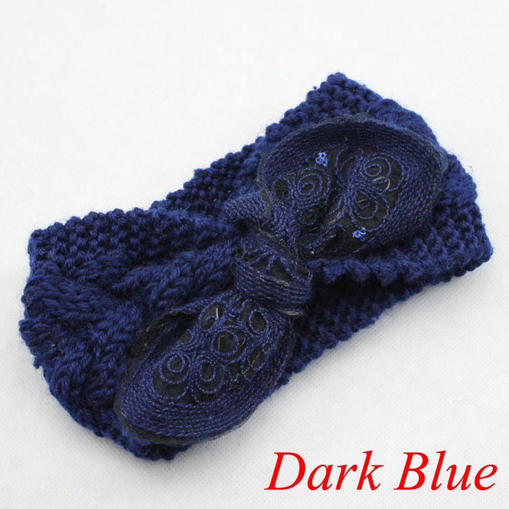 Vintage Flower Women Girl Bow Knot Headband Turban Crochet Knit Hairband Rabbit Ears Headwrap