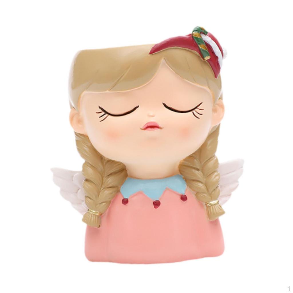 Cute Head Planter Small Flower Pot Fairy Figurine Statue Tabletop Vase Little Girl Container