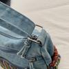 Vintage Denim Embroidered Tote Bag Women's Large Capacity Shoulder Handbag