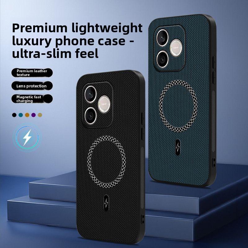 For Honor 600e / 600 Lite Case Luxury Magnetic Matte Skin-Friendly Triangular Grain Leather Cover For Shockproof For Magsafe
