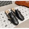 Leather Cool Slippers Women's Bag Head Half Slippers Wind Heelless Lazy Shoes Thick Heel Summer Wear Muller Shoes Women