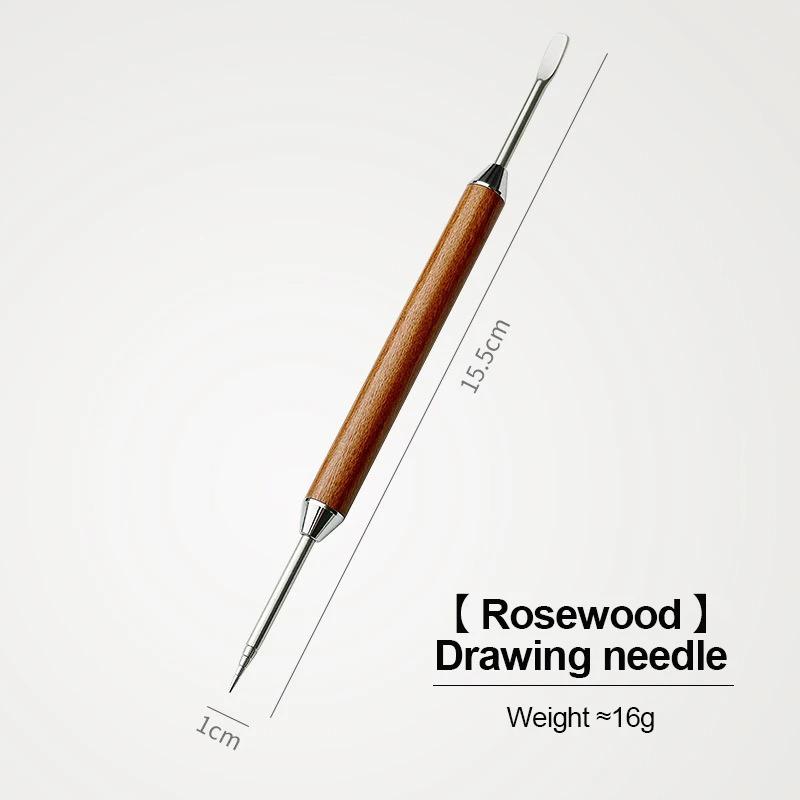 Stainless Steel Coffee Decorating Art Pen Wooden Handle Latte Pull Flower Needle Barista Tool Coffee Accessories Modeling Tool