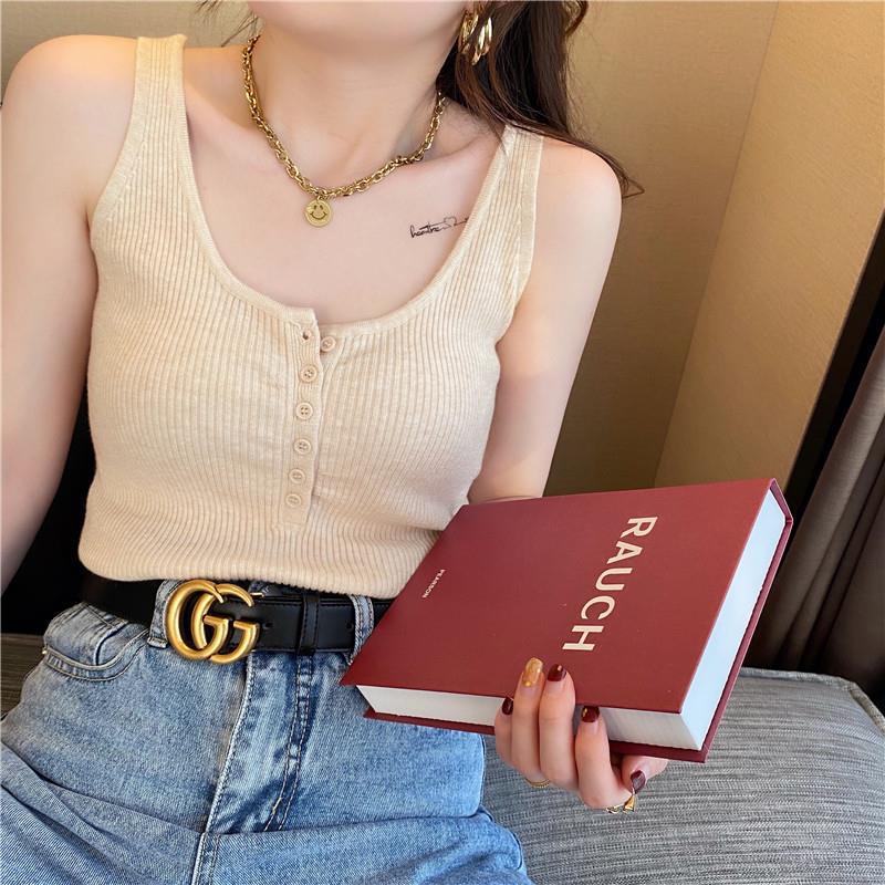 

White Sleeveless French Knit Camisole Vest for Women L (Recommended for 52.5-60kg) абрикосовий