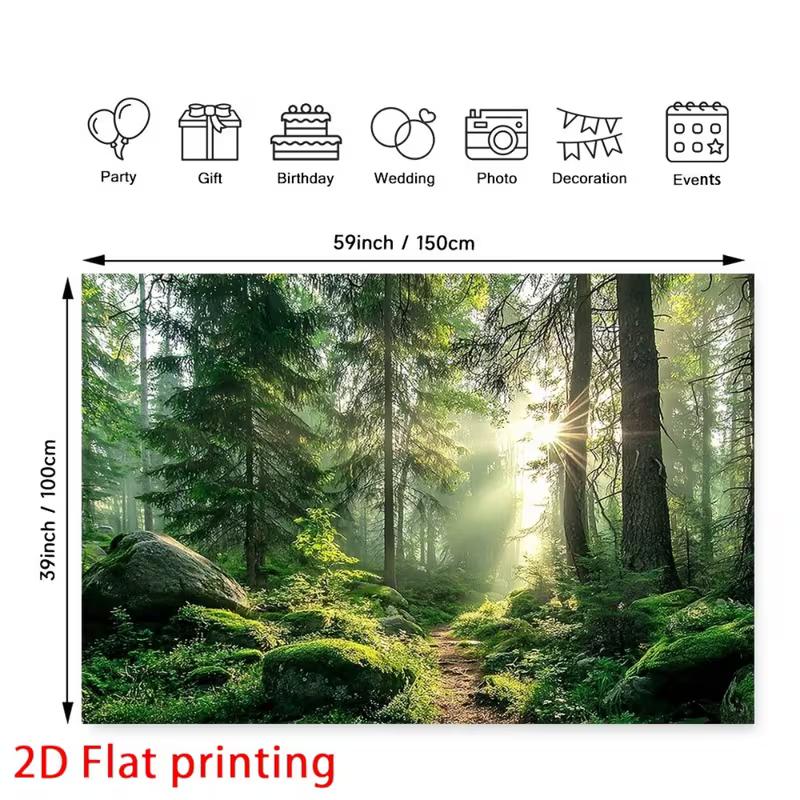 Sonniger Wald Fotografie Hintergrund Natur Grüner Baum Moos Stein Hintergrund für Party Fotoshooting
