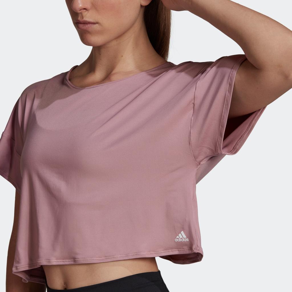 Adidas Solid Color Sports Fitness Short Sleeve T-Shirt Women Tops Purple Pink HD9559