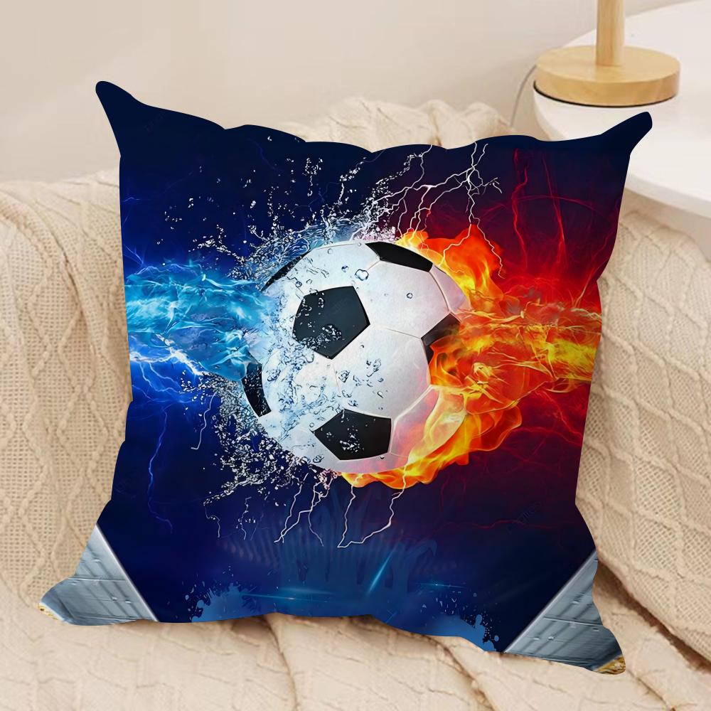 Football Print Cushion Cover Soft Plush Throw Pillow Cover  DoubleSided Decorative Cushion Case  Sofa Bedroom Home Decor