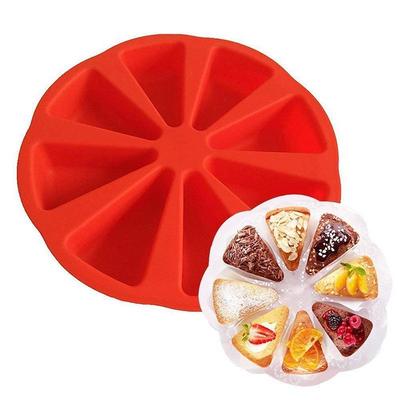 Silikon Kek, Çikolata ve Mus Kalıbı - 8 Parçalı Pizza Tarzı Pişirme Tepsisi