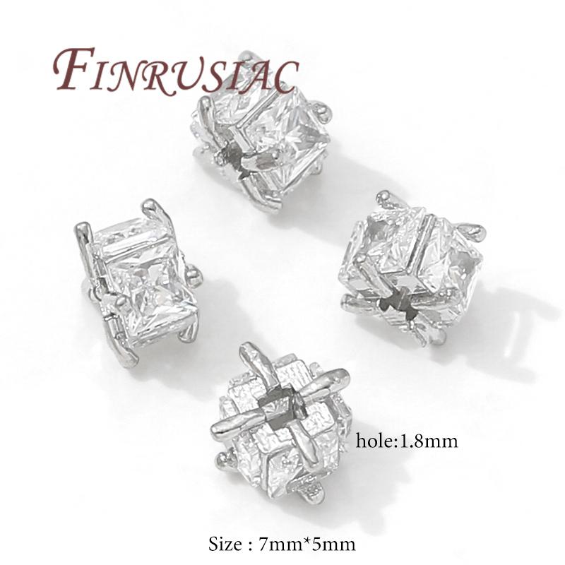 

18K Gold Plated Brass with Zircon Beads For Jewelry,Spacer Beads For Bracelets Making Accessories,Metal Bead Separators 2 pieces
