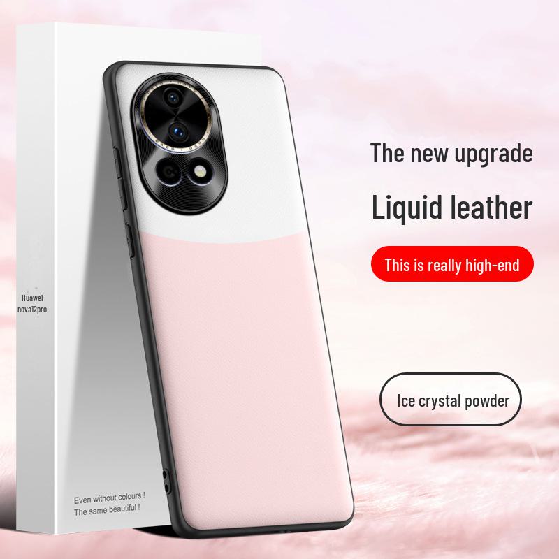 Liquid Leather Protective Cover for Huawei Nova 12 Pro, Anti-fall Design, Durable and Sleek.