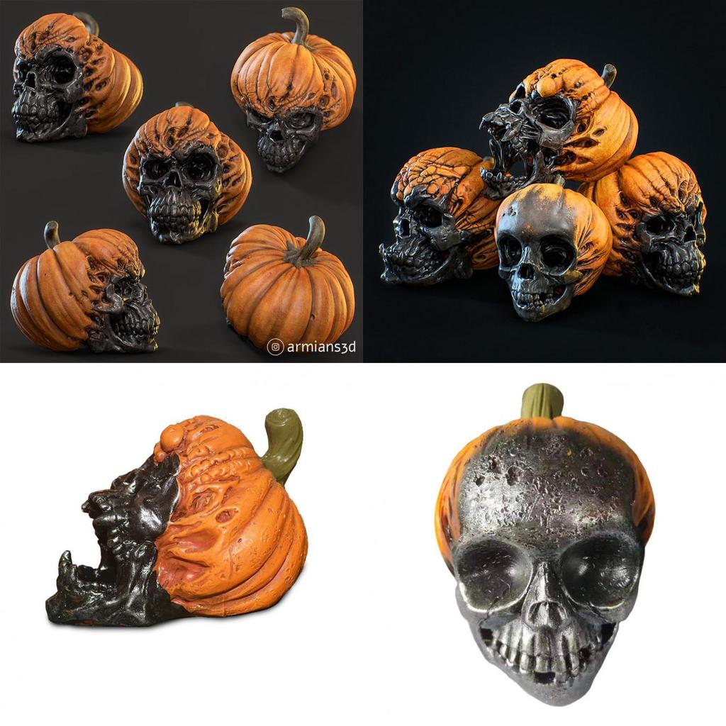 Exquisite Resin Craft Evil Pumpkin Skull Halloween Decoration