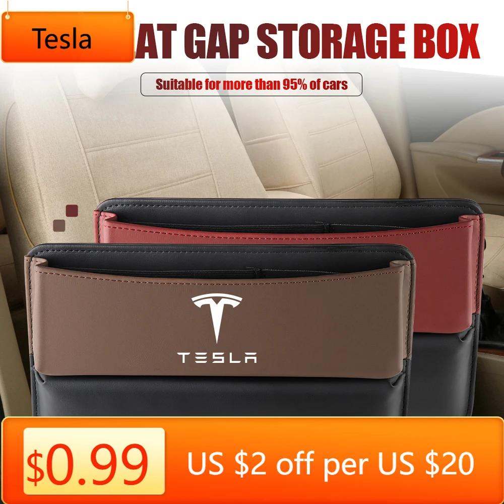 Car Sticker Tesla Car Seat Gap Organizer Multifunction Console Crevice Lesther Storage Box Auto Accessories For Tesla Model 3 Mo