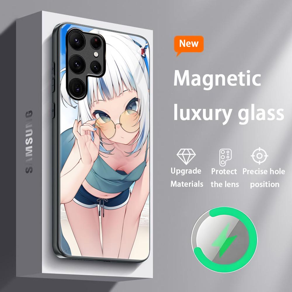 

Gawr gura Virtual Singer Phone Case For Samsung S25 S24 S23 S22 S21 S20 Plus Ultra Note20 Glass Magnetic Case Samsung S24