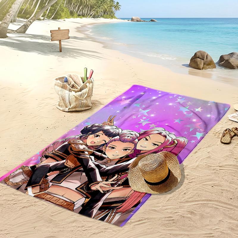 Asciugamano da Spiaggia Stampato Kpop Demon Hunters, Asciugamano Grande Assorbente ad Asciugatura Rapida per Estate e Attività all'Aperto in Acqua