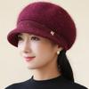 New Women Fashion Winter Warm Hat K Letter Plush Fur Lined Warm Hats For Women Casual Rabbit Fur Blend Outdoor Dandy Knitted Cap