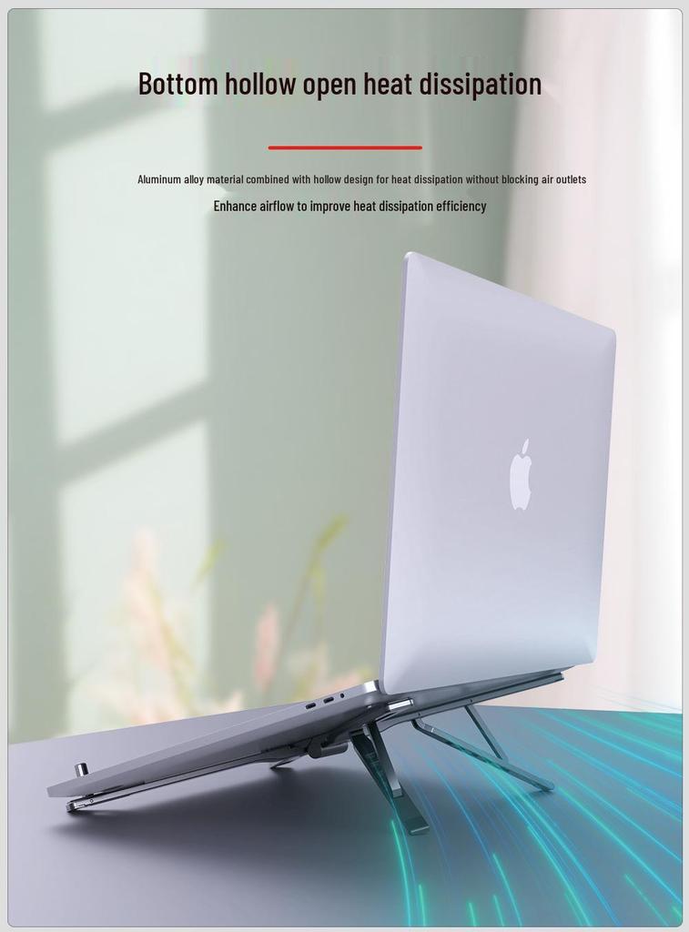 Aluminum Alloy Laptop Stand: Lightweight, Foldable, Dual-Layer Cooling and Elevation.