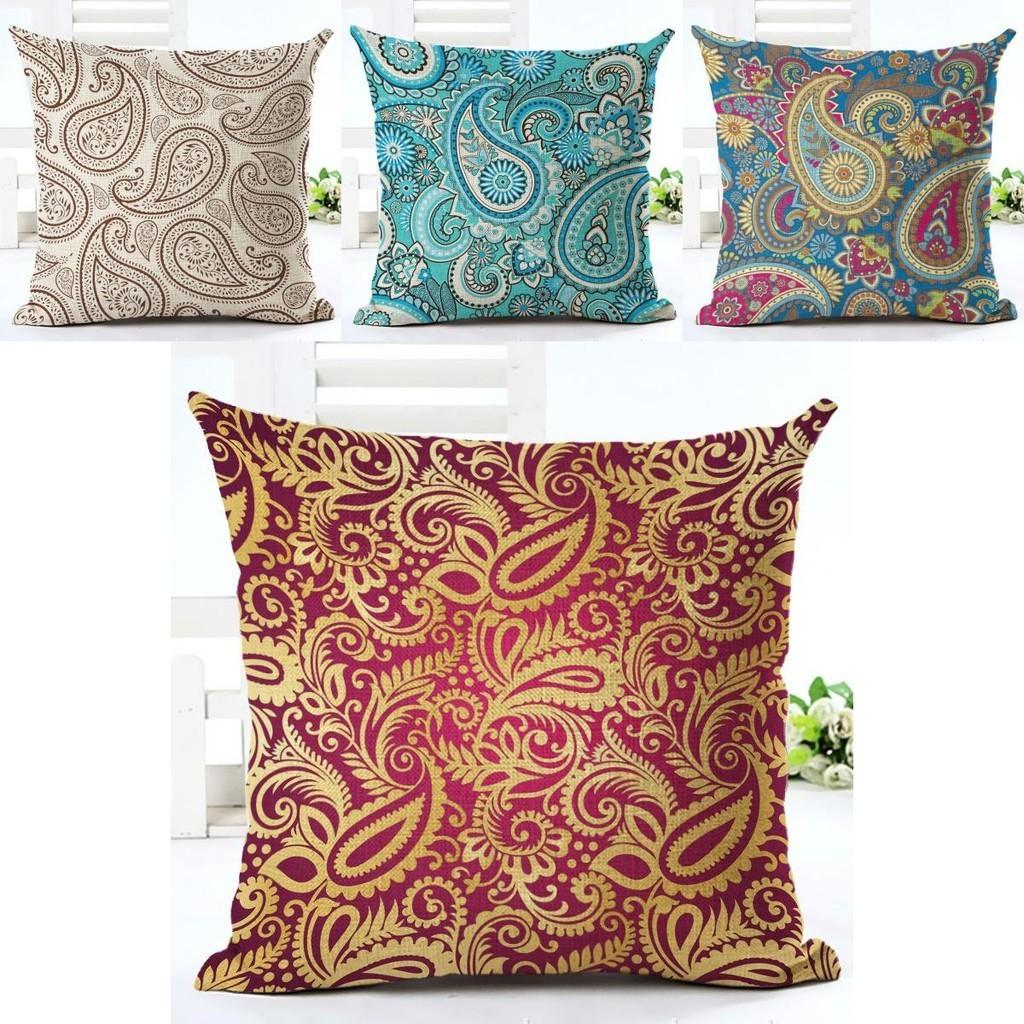 Printed Ethnic Paisley Cushion Covers Vintage Bohemian Pillow Case Decor Sofa