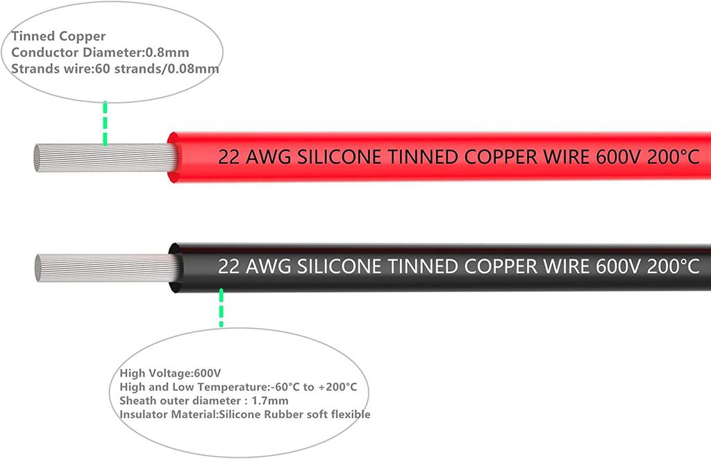 22 AWG Silicone Wire – 2.5m Red + 2.5m Black | Flexible, High-Temperature Resistant | Ideal for Electronic Projects, Ankeway Connectors