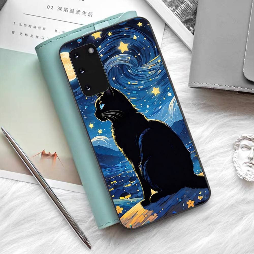 Oil Painting Van-Gogh Cat Phone Case For Samsung S 24 Fe 25 Ultra Plus 20 Lite 21 30 22 23 24 22 Ultra 5G Fundas