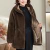 Middle-aged Women's Faux Fur Coat Winter Outerwears Hooded Elegant Thick Warm Fur Jackets for Women Clothes