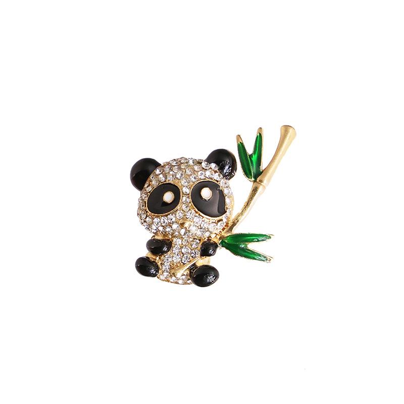 New Chinese Style Panda Brooch - Cute Rising Bamboo Animal Pin for Jackets