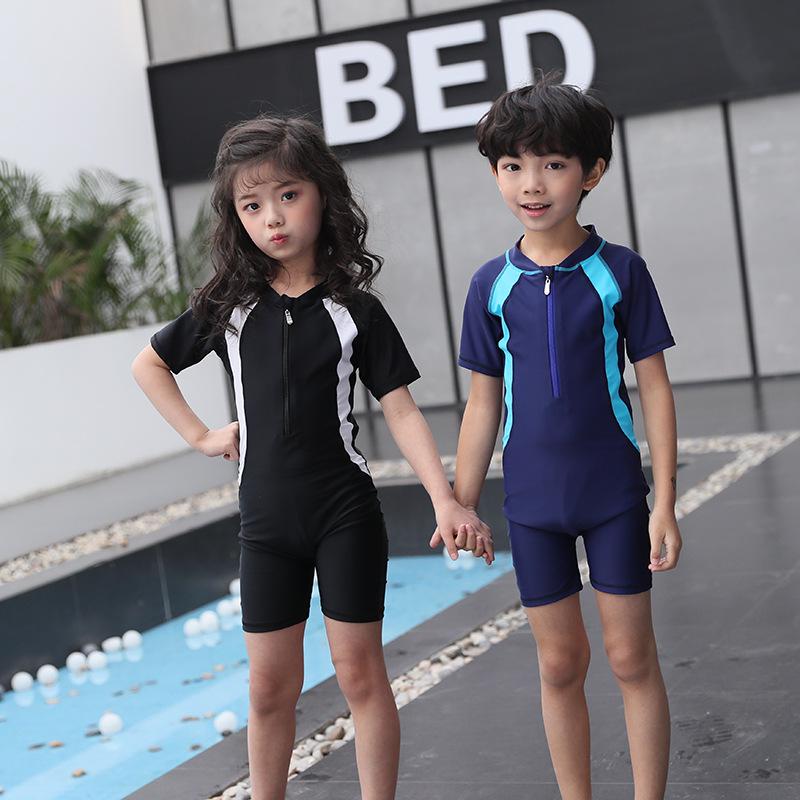 Costume da bagno intero a maniche corte per bambina 2026: Protezione Solare, Personalizzabile, per Allenamento - Taglie Media e Grande