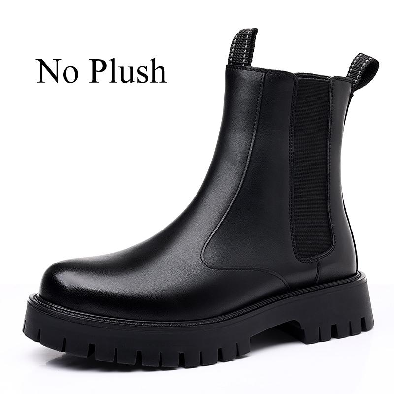 

Зимние ботинки челси на платформе мужские ботильоны в британском стиле модные боты челси мужские черная плюшевая микрофибра кожа 46