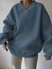 Women's Long Sleeve Crew Neck Sweatshirt Fall Loose Solid Color Casual Pullover Top Plus Size