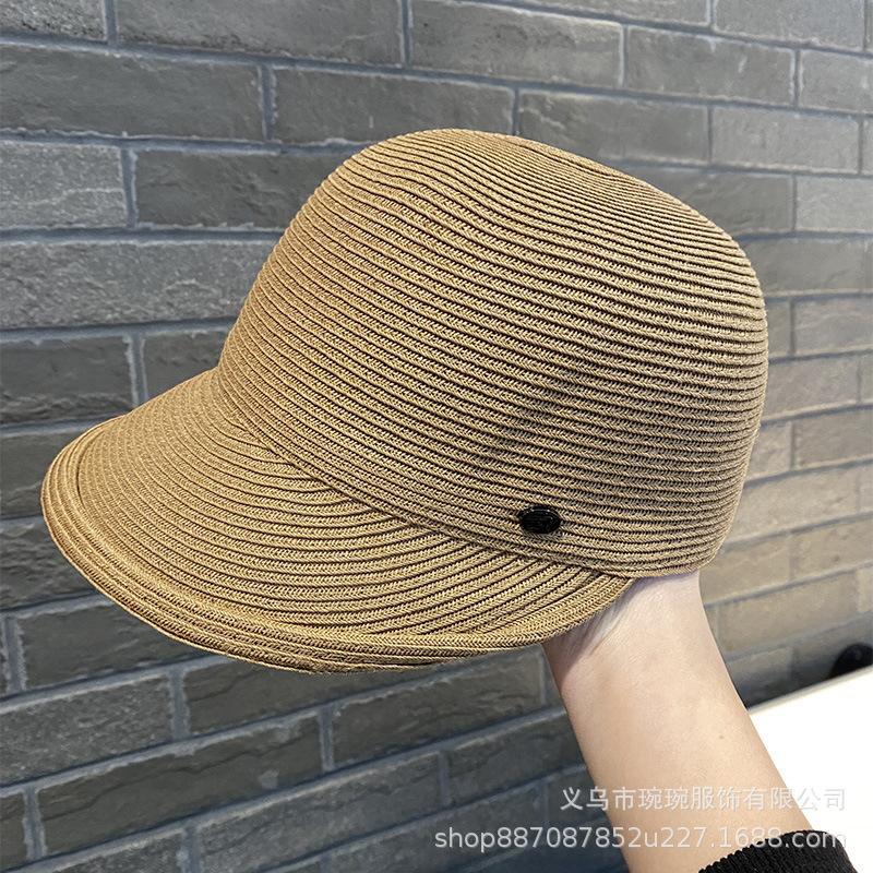 Casual Wind Curling Big Brim Cap Women's Fine Grass Woven Breathable Sunshade Sunscreen Hat Korean Version Beach Hat