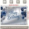 2D String Light Blue Silver Balloon Backdrop Banner for Winter Birthday Party Supplies