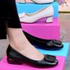 Low heel shallow mouth single shoes women's spring and autumn new thick heel soft sole comfortable square head women's leather shoes women
