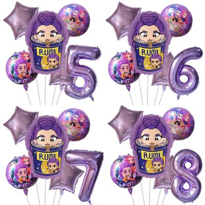 Kpop Demon Hunters Children's Birth Date Celebration Decoration Ball Number Digit 1-9 Balloon Collection Infant Shower Celebration Supplies Present
