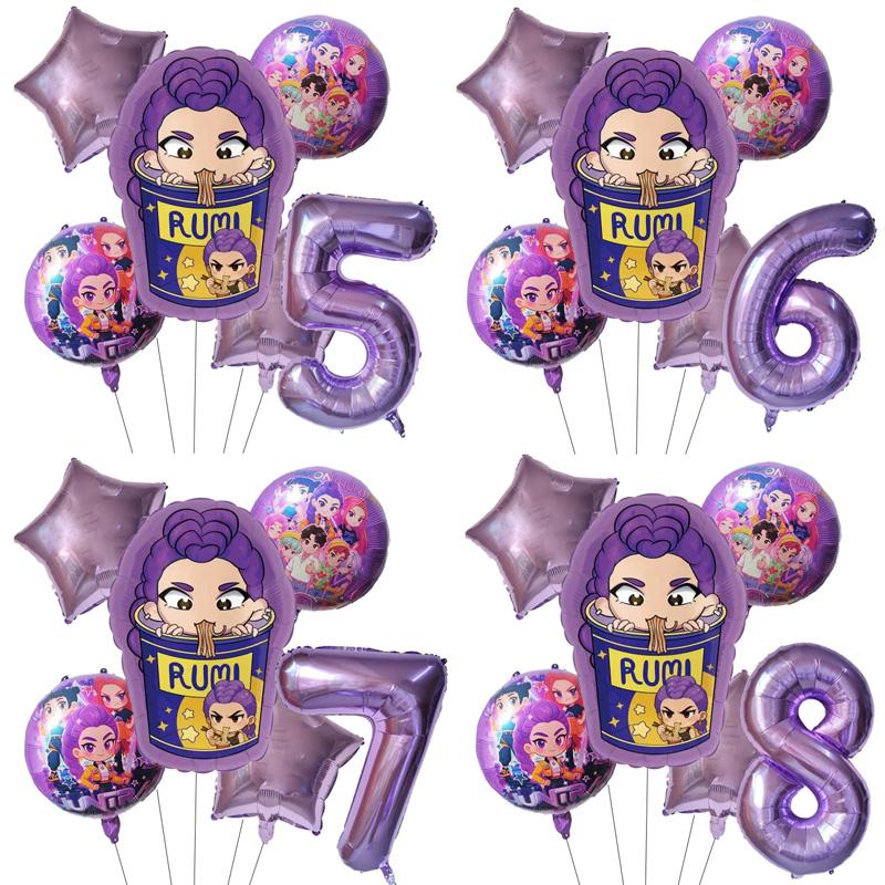 Kpop Demon Hunters Children's Birth Date Celebration Decoration Ball Number Digit 1-9 Balloon Collection Infant Shower Celebration Supplies Present