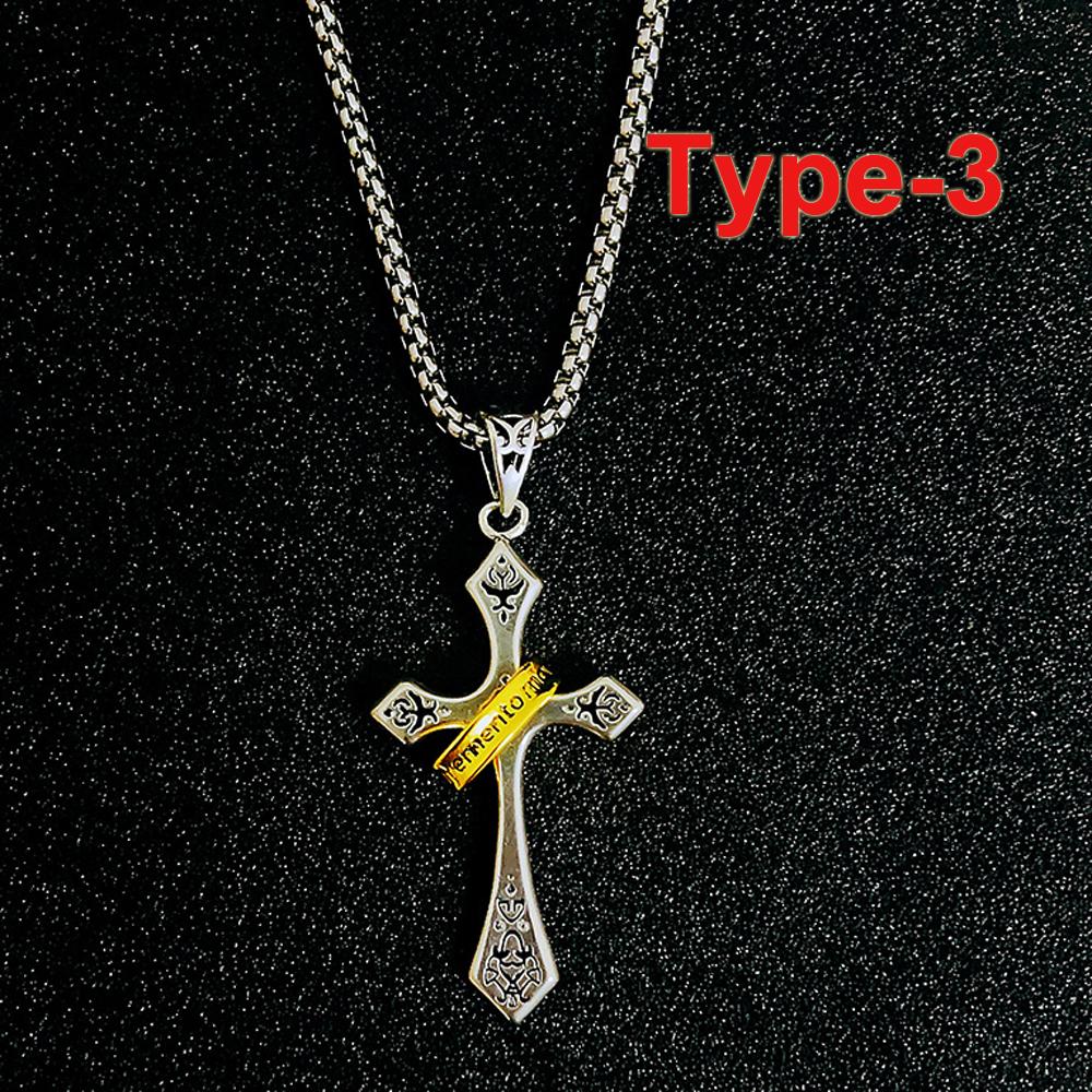 Stainless Steel Crown Cross Necklace Personalized Hiphop Necklace with Gold Crown Stylish Design Pendant Necklace for Men
