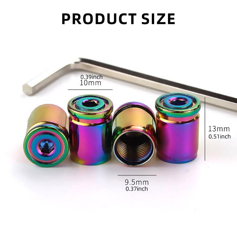 Zinc Alloy Valves Stem Caps Cover, 4Piece Set, with Airtights Rubber Seal Leak Proof for Wheels Motorbike Secure Parking
