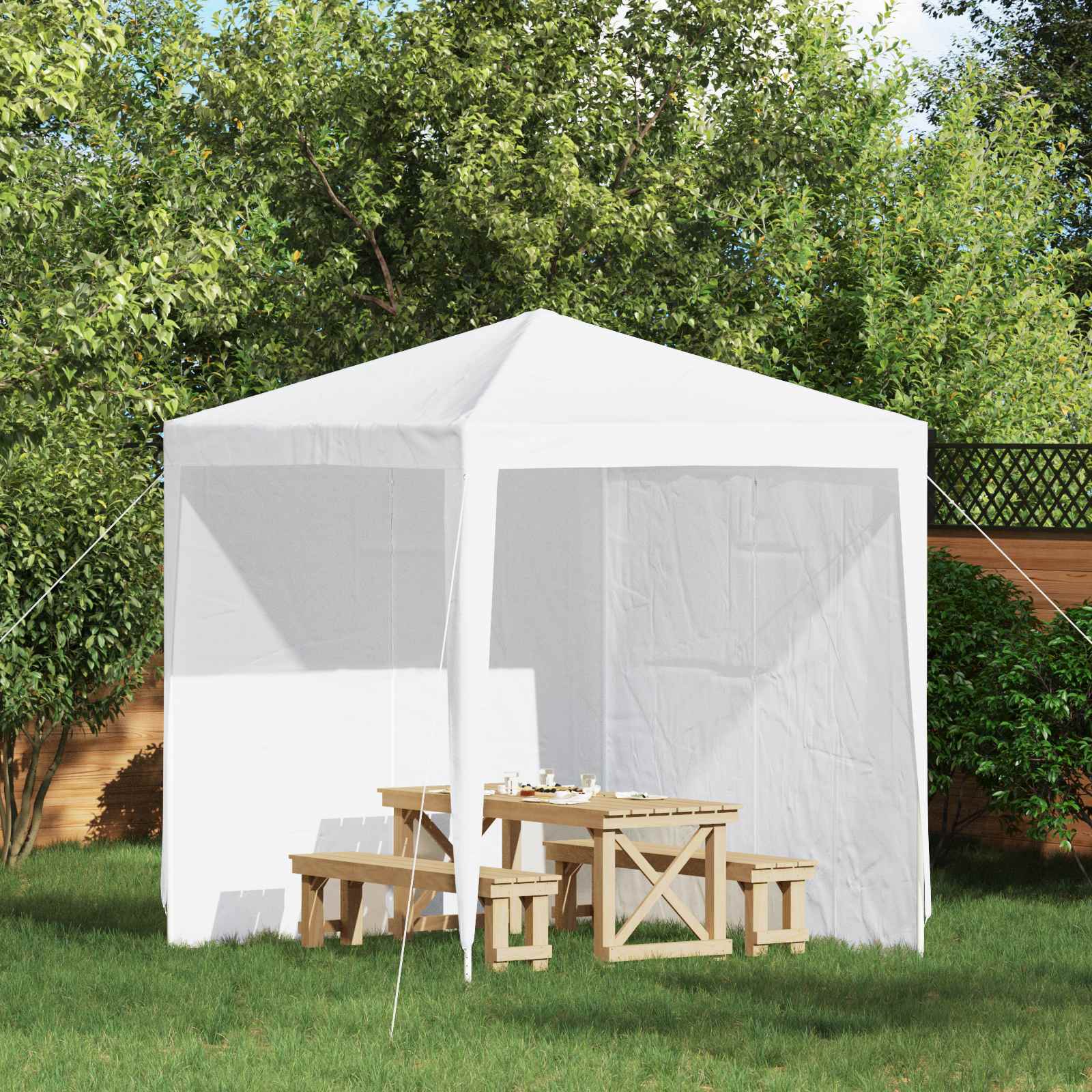 Partyzelt Seitenwand 2 Stück Weiß 200 x 195 cm PE und Stahl