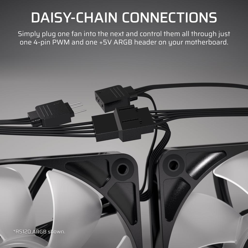 Corsair ARGB WHITE Triple Reverse Fans PC Case RS120-R Fan, 3-Pack, White, CO-9050197-WW