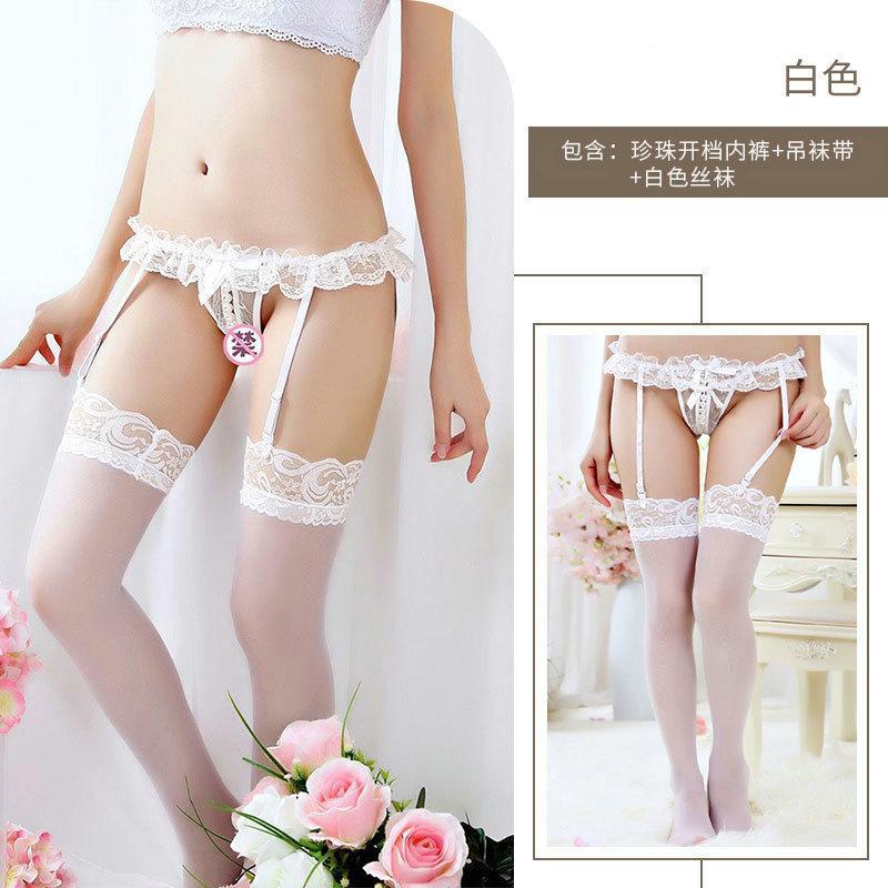 Sexy Panties Open Crotch Free Sexy Pearl Stockings Garter Belt Temptation Adjustable Stockings Stockings Clip Pure Desire