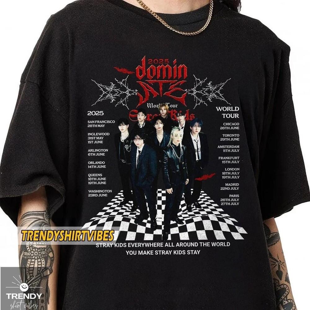 Stray Kids Tour 2025 Shirt DominATE World Tour Tee with Dates T-Shirt