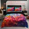 Colorful Diamond Plaid Duvet Cover Set  Polyester Breathable Machine Washable Includes 1 Duvet Cover 2 Pillowcases