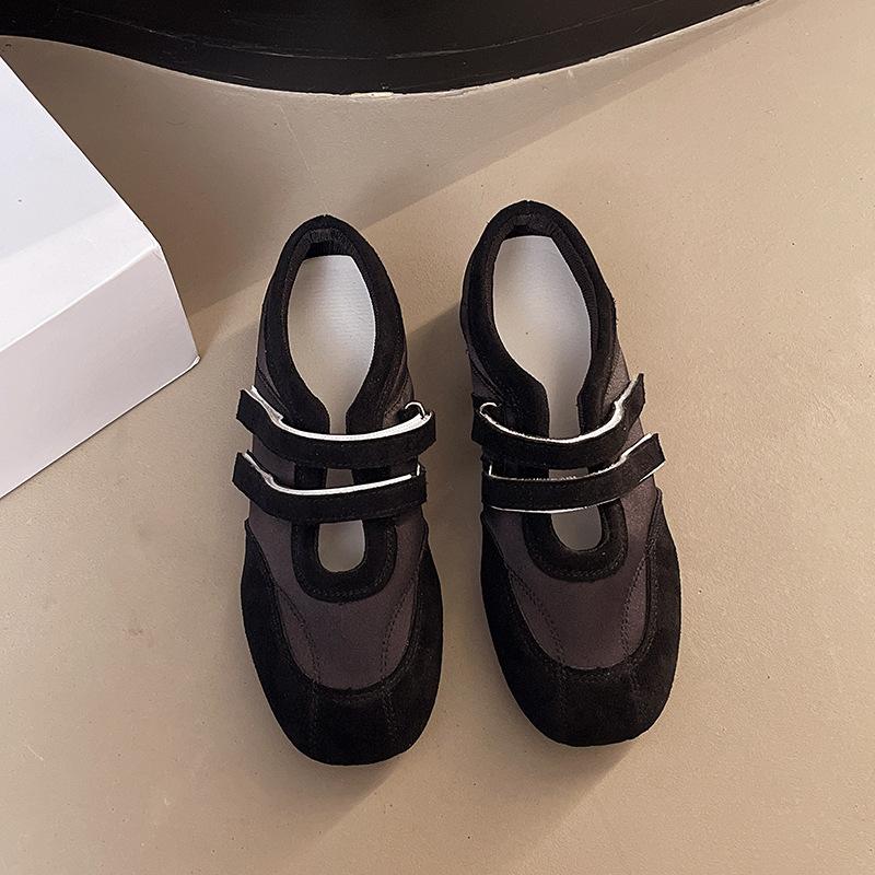Korean flat-soled retro ballet shoes for women's 2025 spring new casual Mary Jane shoes functional Velcro single shoes