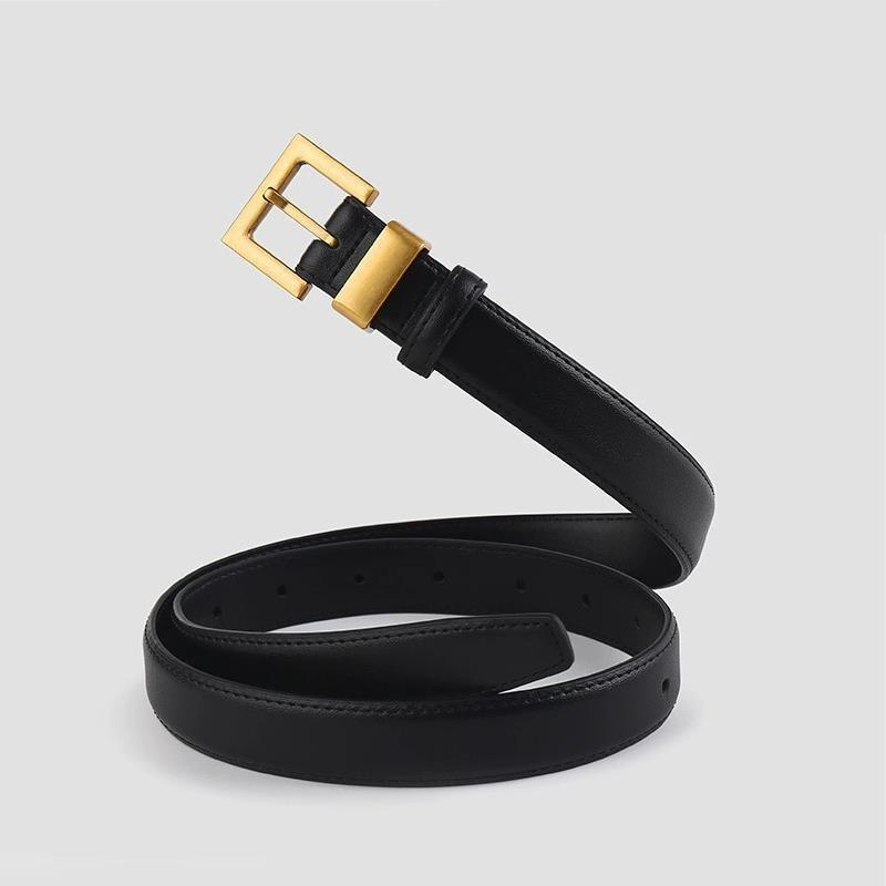 Women's Genuine Leather Belt Simple Versatile Buckle Belt High-End Fashion Denim Waistband