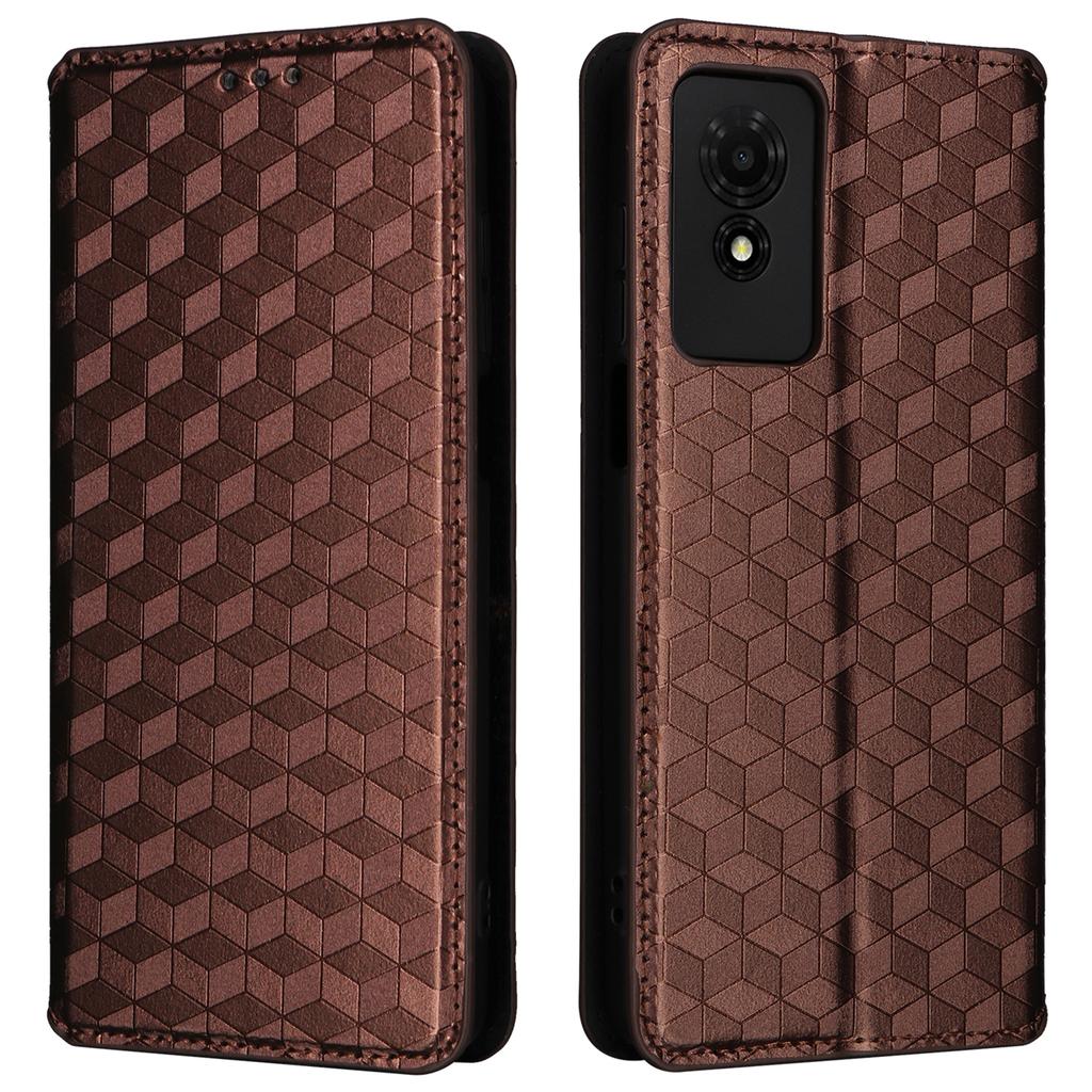 For TCL 501 T433D Case Rhombus Imprinted Phone Cover with Wallet Card Slots