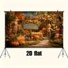 Banner plat 2D, 1 banner de fundal pentru Ziua Recunoștinței - Decorațiune petrecere recoltă de toamnă cu dovleac și sperietoare - poliester