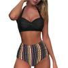 Women Vintage Swimsuit Two Piece Retro  Ruched High Waist Print Bikini Set