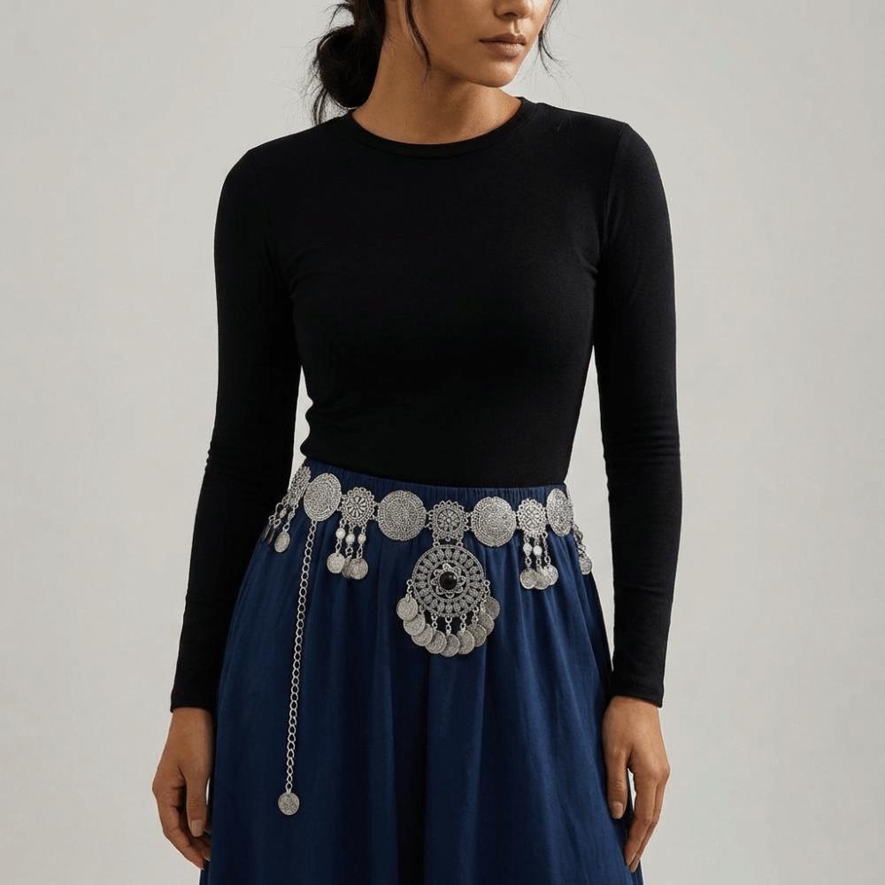 Metal Ethnic Style Belt Pendant Body Chain Versatile Tassel Belly Chain Festive