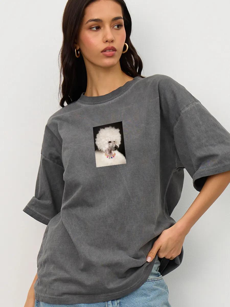 White drift / cars print T‑shirt L