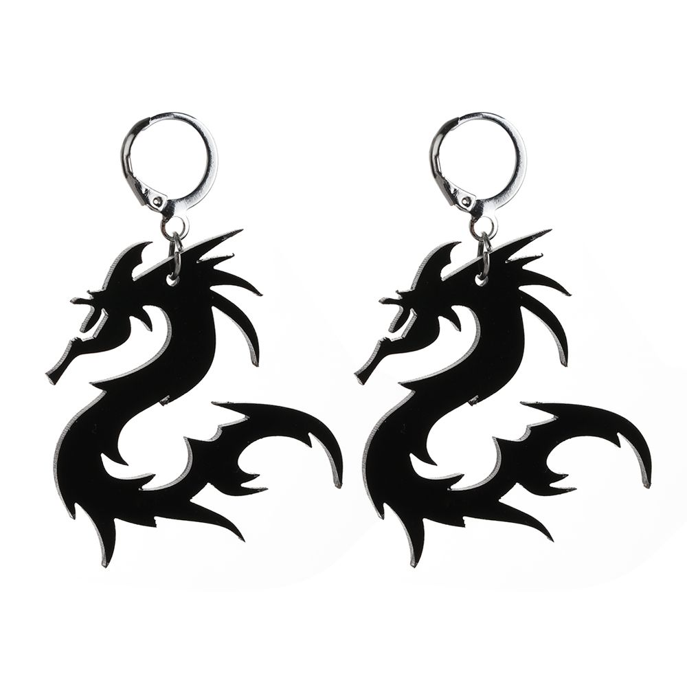 Jewelry Cool Mirror Surface Acrylic Darts Hoop Earrings Dragon Pattern Dragon Earrings Totem