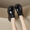 British Style Women's Platform Muffin Shoes Autumn New Patent Leather Deep Cut Lace-up Wedge Heel Casual Single Shoes HZB-323-1